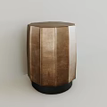 Textured Metallic Octagonal Stool With Black Base And Modern Design 3d model
