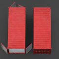 Red Industrial Containers With Two Units One Open Door And Interior Structure 3d model
