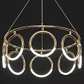 Elegant Modern Gold Frame Chandelier With Circular Rings And White Lights