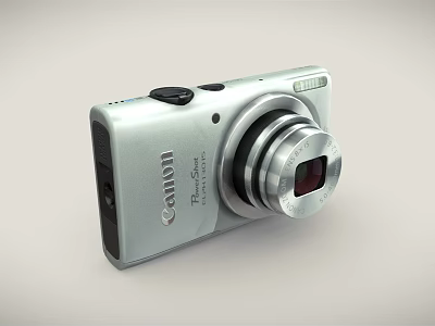 Canon PowerShot Silver Compact Digital Camera with Sleek Body and Retractable Lens 3d model