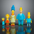 Simpsons Family Characters Standing Together With Different Colorful Outfits As Collectible Figures