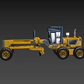 Yellow Heavy Duty Grader with Large Tires Cab and Mechanical Structure 3d model