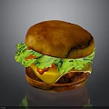 Juicy Hamburger with Golden Bun Fresh Lettuce Tomato and Melted Cheese Patty