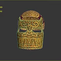 Ancient Warrior Character With Dragon Adorned Golden Helmet And Intricate Patterns 3d model