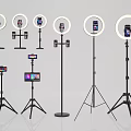 Ring Light Phone Stands With Multiple Device Holders And Adjustable Tripods For Live Streaming 3d model