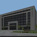 Modern Office Building Exterior Design With Glass Windows Entrance And Surrounding Trees