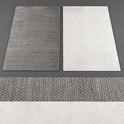 Square Rugs In Gray And White With Woven Pattern For Living Room Design 3d model