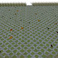 Gray Hexagonal Grid Floor Tiles on Grass with Fallen Leaves 3d model