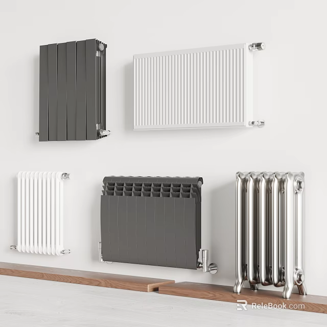 Various Stylish Radiators With Different Colors And Modern Designs For Home Interior 3d model 