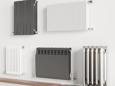 Various Stylish Radiators With Different Colors And Modern Designs For Home Interior 3d model