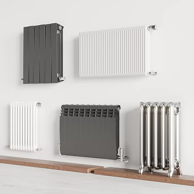 Various Stylish Radiators With Different Colors And Modern Designs For Home Interior 3d model