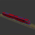 Red Train 3D Rendering on Tracks with Sleek Exterior and Detailed Design 3d model