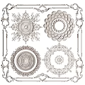 Ornate Carved Decorative Design Elements With Intricate Circular Patterns And Details