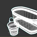Two Metal Containers Oval Large Bucket And Small Handle Bucket 3d model