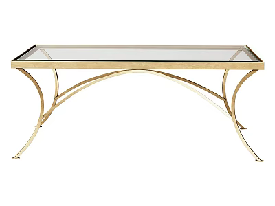 Elegant Coffee Table With Gold Metal Frame And Glass Top 3d model
