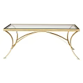 Elegant Coffee Table With Gold Metal Frame And Glass Top