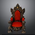 Elegant Ornate Classical Chair With Carved Wooden Frame And Red Upholstery