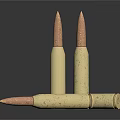 Brass Bullets Displayed On Black Reflective Surface In Standing And Lying Positions