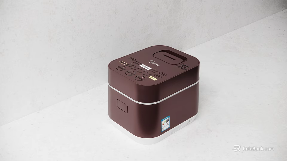 Stylish Dark Brown Midea Rice Cooker With Control Panel Kitchen Appliance 3d model
