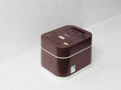 Stylish Dark Brown Midea Rice Cooker With Control Panel Kitchen Appliance 3d model