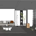 Modern Living Room Interior With Sofa Coffee Table TV Fireplace And Floor to Ceiling Window