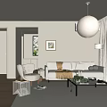 Modern Living Room Interior Design With Light Sofa Armchair Coffee Table And Pendant Light
