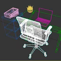Modern Glass Top Office Desk With Black Office Chair Laptop Printer And Potted Plant
