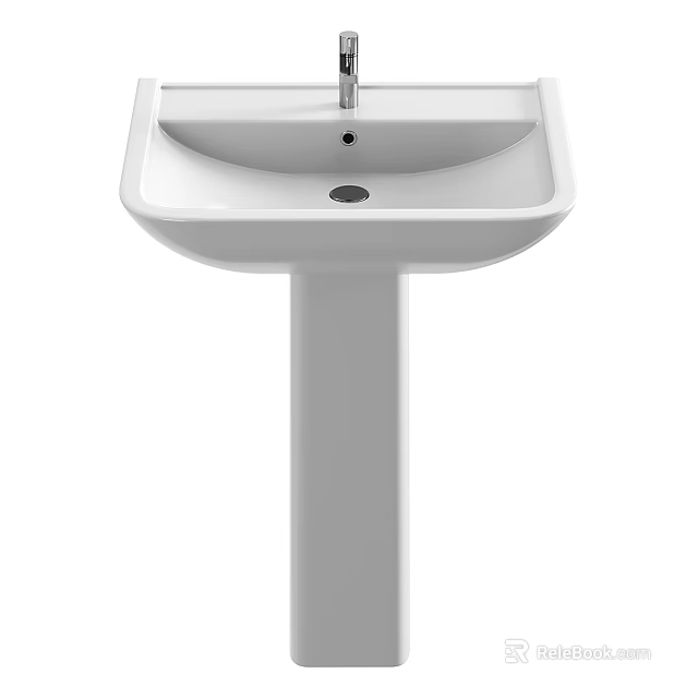 Modern White Pedestal Washbasin Design For Bathroom With Clean Sleek Lines 3d model 