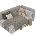 Modern Soft Upholstered Kids Bed With Lovely Fox Pillows And Multiple Fabric Color Choices