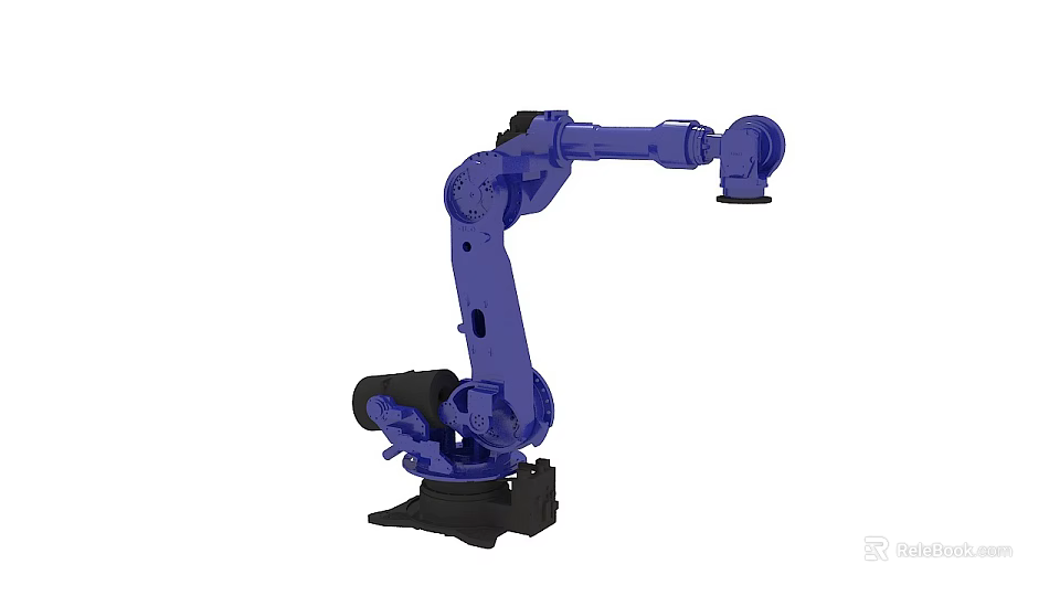 Industrial Factory Featuring Blue Robotic Arm For Automated Manufacturing Operations 3d model 