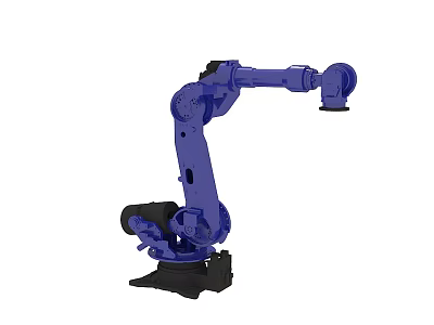 Industrial Factory Featuring Blue Robotic Arm For Automated Manufacturing Operations 3d model