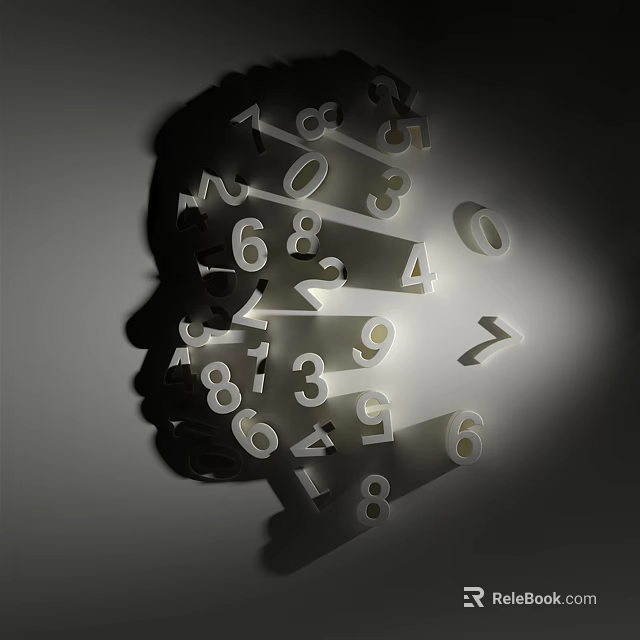 Creative Modern Wall Decor With 3D Numbers Head Silhouette Shadow Design And Light Effect 3d model