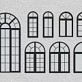 windows simple european windows french windows retro windows casement windows curved windows partition windows floor-to-ceiling windows 3d model