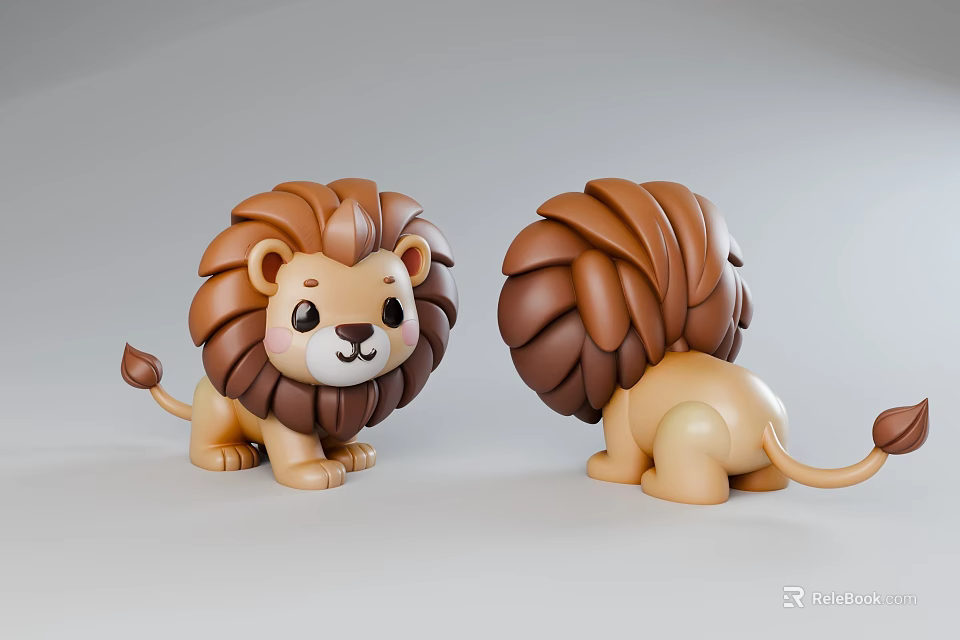 Cute Reptile Stuffed Toys Front And Back View With Brown And Light Colored Body 3d model 