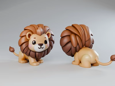Cute Reptile Stuffed Toys Front And Back View With Brown And Light Colored Body 3d model