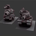 Detailed Military Tank Models With Cannon Turrets And Tracked Bases On