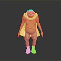 Vibrant Fantasy Character Creature With Yellow Body Green Legs Red Shoes And Red Spiked Head