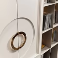 Modern White Double Door Wardrobe With Lit Storage Shelves And Gold Accents