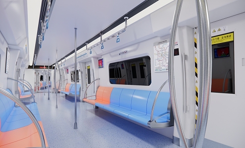 Modern subway car interior 3d model