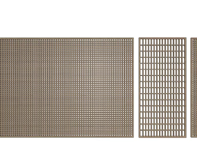 Modern Room Partition with Grid Design and Perforated Panels in Neutral Tones 3d model