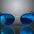 Stylish Blue Cat Eye Sunglasses With Reflective Lenses And Metallic Frame