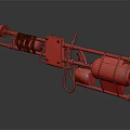 Mechanical Custom Weapon Featuring Red Gas Cylinder Metal Structure And Yellow Black Parts