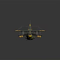 Vintage Green Yellow Space Aerospace Model Aircraft With Shark Mouth Twin Wings And Floats