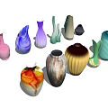 Various Decorative Vases With Colorful Patterns And Unique Shapes For Home Decoration