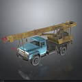 Blue Heavy Duty Crane Truck With Yellow Lifting Boom And Cab Design