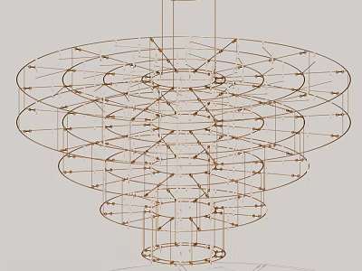 Modern Geometric Chandelier With Layered Circular Metal Rings And Artistic Structure 3d model