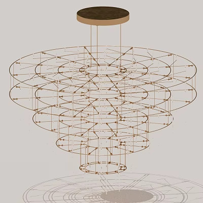 Modern Geometric Chandelier With Layered Circular Metal Rings And Artistic Structure 3d model