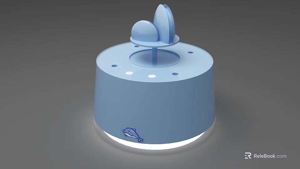 Blue Dolphin Themed Night Light With Glowing Base And Top Structure 3d model 