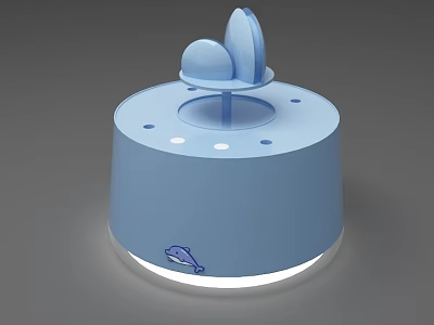 Blue Dolphin Themed Night Light With Glowing Base And Top Structure 3d model