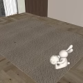 Beige Square Plush Rug with Rabbit Decor Holding Glowing Ball in Cozy Modern Living Space